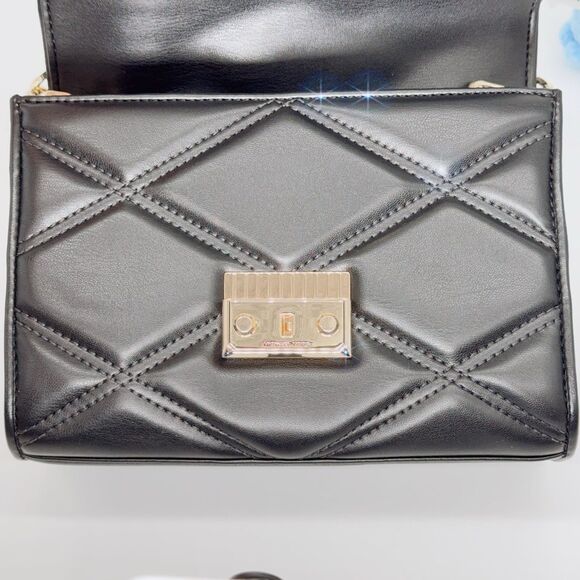 ❣️CLEARANCE🖤 MICHAEL KORS SERENA Medium Black Gold Chain Shoulder Bag Crossbody - Picture 6 of 16